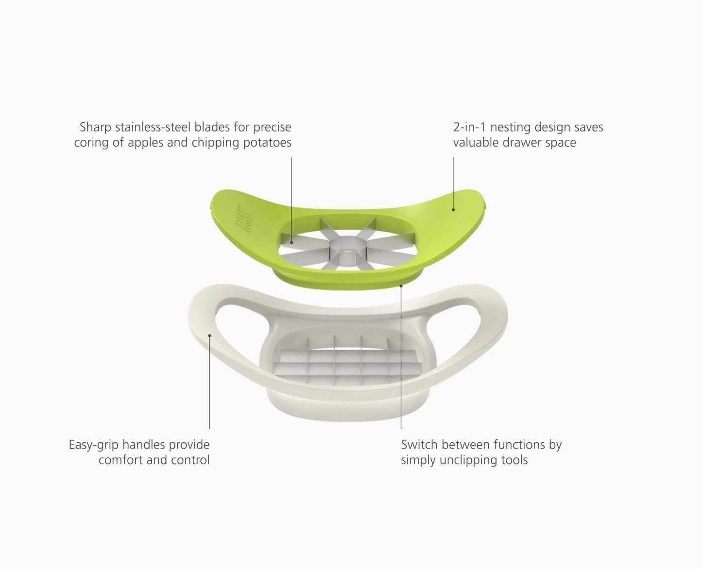 【现货】Joseph Joseph Nest™ Press 2-in-1 Fruit & Vegetable Cutter