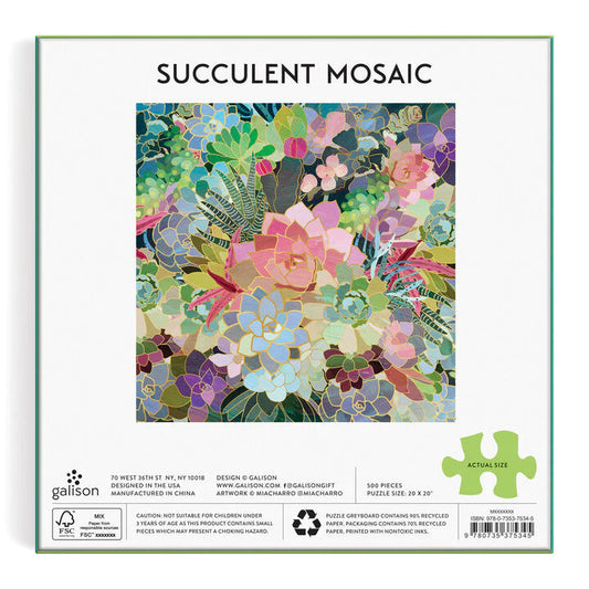 Galison - 500 Piece Foil Puzzle - Succulent Mosaic