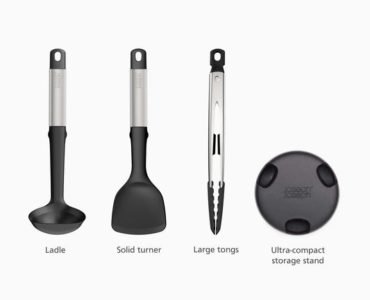 【清仓】Joseph Joseph Elevate™ Fusion 3-piece Stainless-steel Utensil Set with Compact Stand