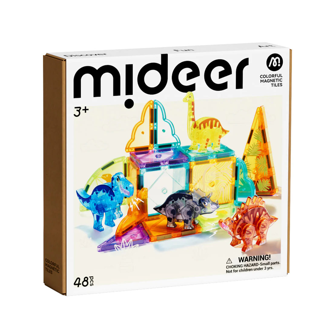 Mideer - Colorful Magnetic Tiles Jurassic Adventure 48 Pcs
