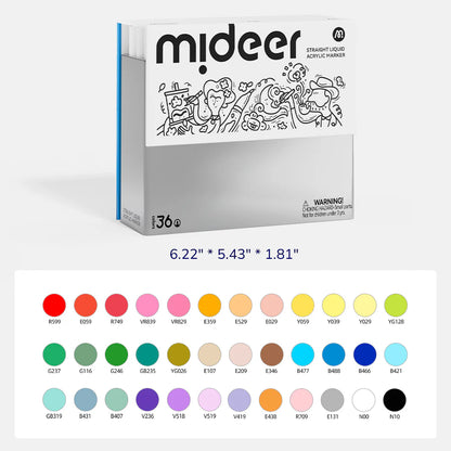Mideer - Straight Liquid Acrylic Markers 36 Colors