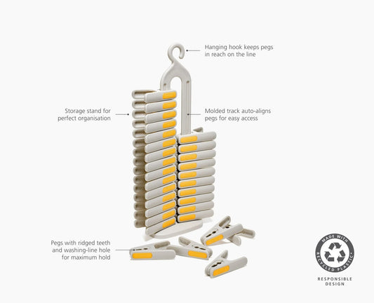 【现货】Joseph Joseph PegStore™ 30-Piece Clothes Peg Set With Storage Stand
