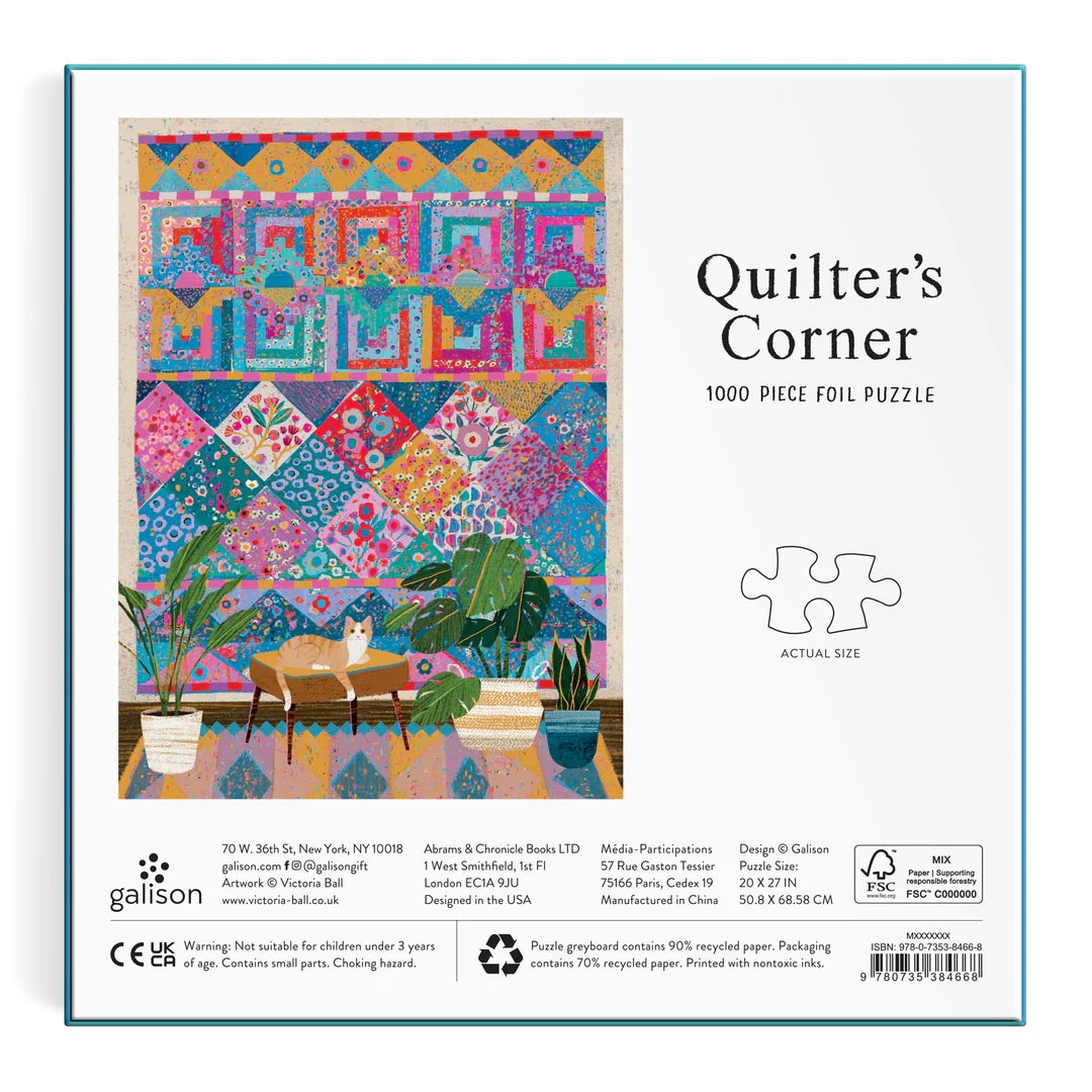Galison - 1000 Piece Foil Puzzle - Victoria Ball Quilter's Corner