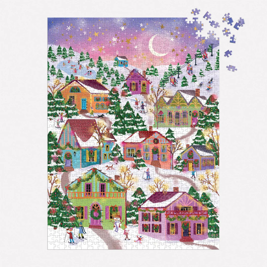 Galison - 1000 Piece Foil Puzzle - Snowcap Village