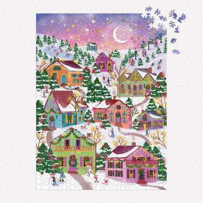 Galison - 1000 Piece Foil Puzzle - Snowcap Village