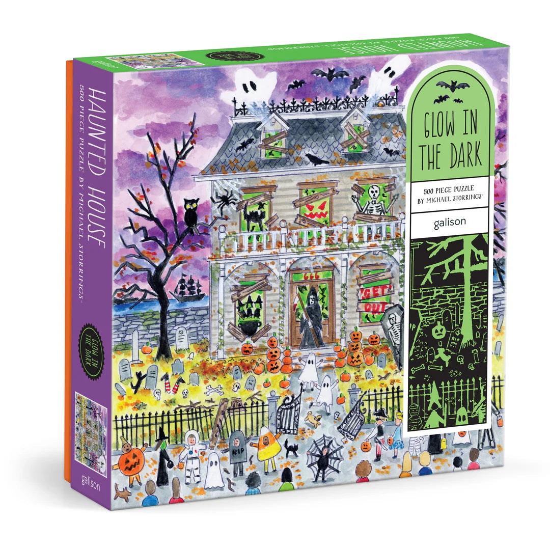 Galison -  500 Piece Glow in the Dark Puzzle - Haunted House