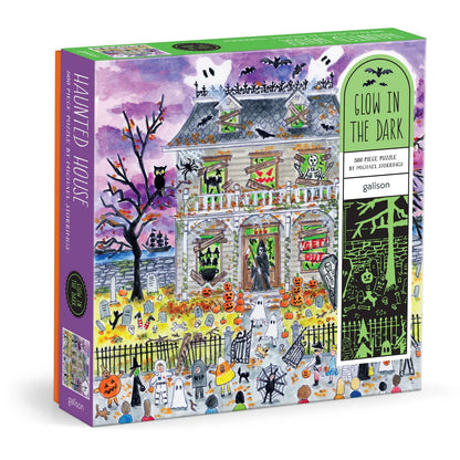 Galison -  500 Piece Glow in the Dark Puzzle - Haunted House
