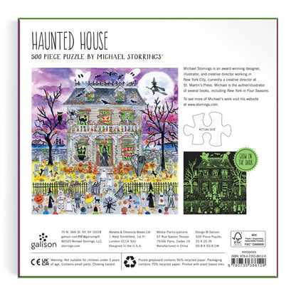 Galison -  500 Piece Glow in the Dark Puzzle - Haunted House
