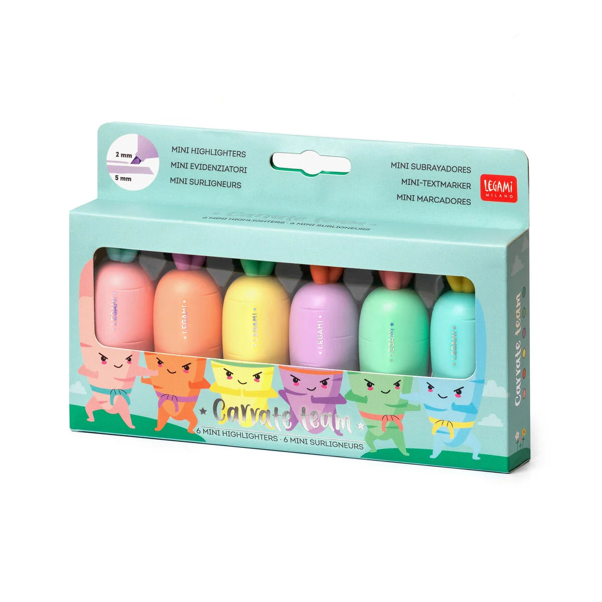 Legami - Set of 6 Mini Highlighters - Carrate Team