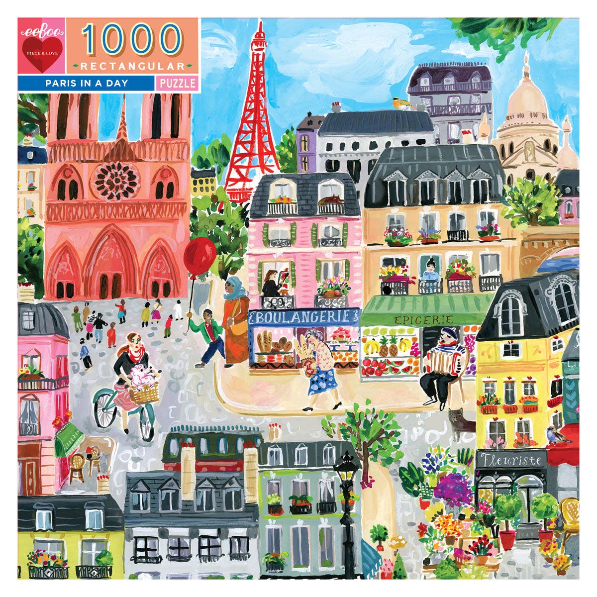 EeBoo 1000 Pc Puzzle - Paris In A Day